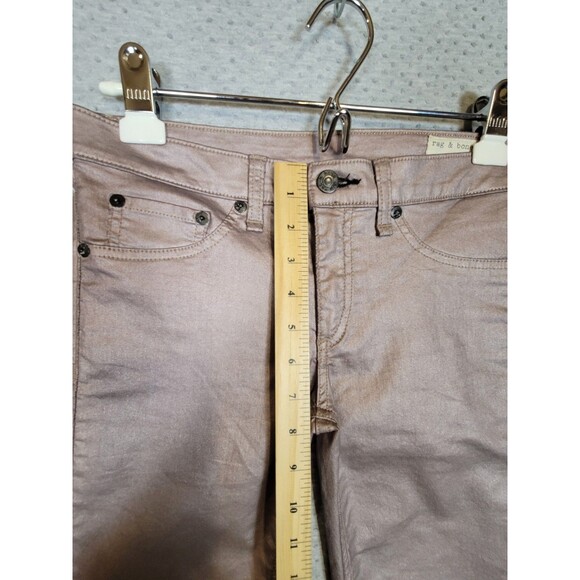Rag & Bone Rose Metallic Coated Stretch Legging Skinny Jeans Tag 27 Fits 28x27 - Picture 9 of 16